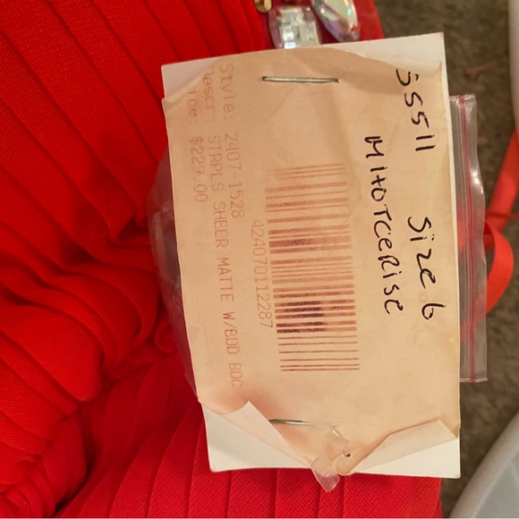 XSCAPE size 6 Strapless Prom Dress Bright red/hot pink/bright coral - Picture 10 of 10